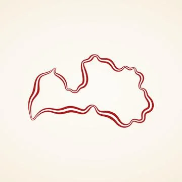 Latvia - Outline Map Stock Illustration