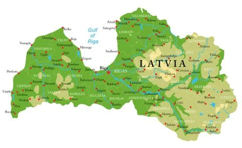 Latvia physical map Stock Illustration