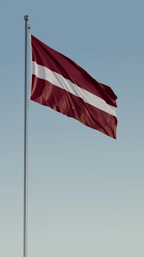 Latvia Riga Flag Seamless Loop Cinematic Realistic Waving Blue Sky 스톡 동영상 320437521