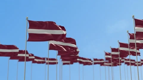 Latvia Row Of Flags 3D Animation Vídeo Stock 148712945