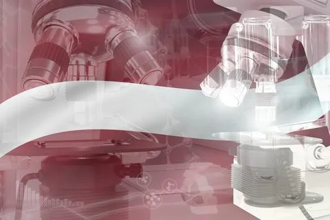 Latvia science development conceptual background - microscope on flag Stock Illustration