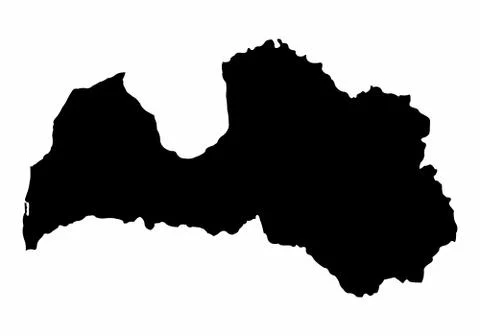 Latvia silhouette map Stock Illustration