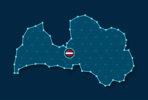 Latvia simplified vector map in a digital blue design Stock Illustration