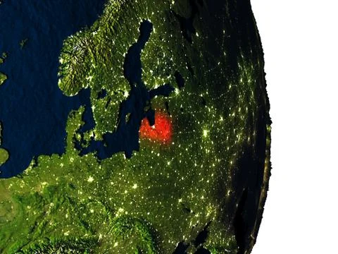 Latvia from space during dusk Stock Illustration