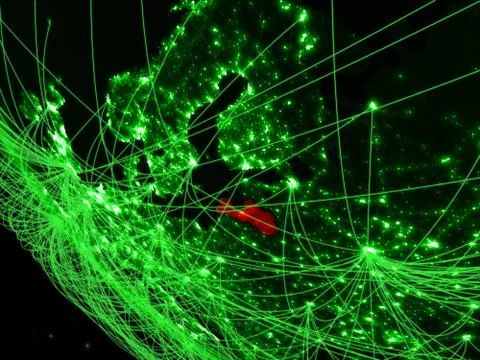 Latvia from space with network Illustrazione stock