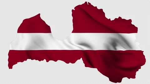 Latvia waving flag map with alpha channel and seamless loop Stock Footage 171878690
