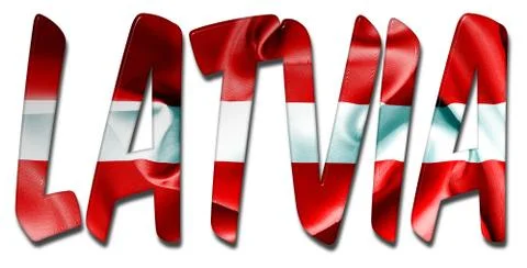 Latvia Word With Flag Texture イラスト素材
