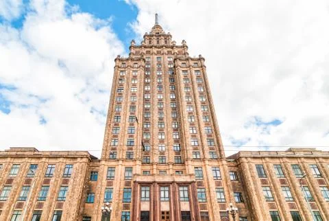 Latvian Academy of Sciences, Riga Example of Stalinist architecture. Stock Photos