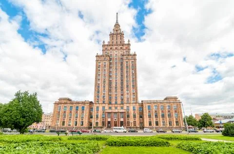 Latvian Academy of Sciences, Riga Example of Stalinist architecture. Stock Photos