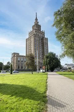 Latvian Academy of Sciences in Riga. 스톡 사진