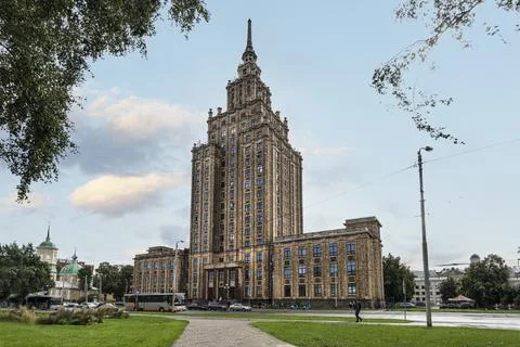 Latvian Academy of Sciences in Riga. Stock Photos