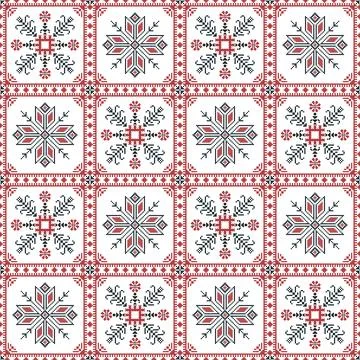Latvian embroidery vector seamless pattern 스톡 일러스트