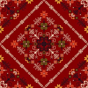 Latvian embroidery vector seamless pattern Illustrazione stock