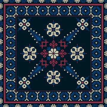 Latvian embroidery vector seamless pattern Stock Illustration