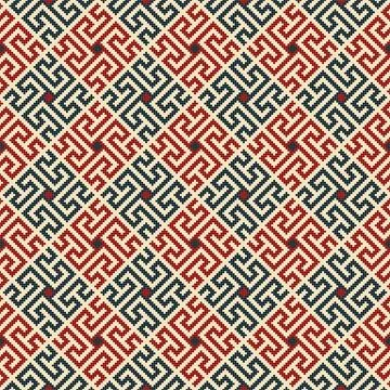 Latvian embroidery vector seamless pattern Stock Illustration