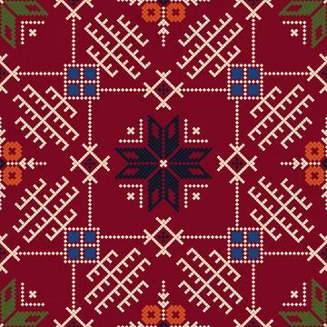 Latvian embroidery vector seamless pattern 스톡 일러스트