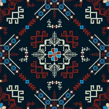 Latvian embroidery vector seamless pattern 스톡 일러스트