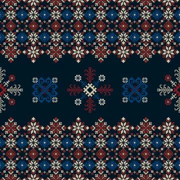 Latvian embroidery vector seamless pattern Stock Illustration