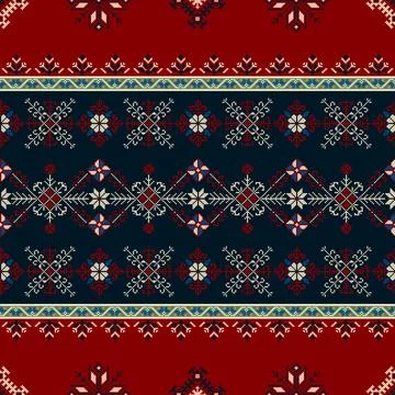 Latvian embroidery vector seamless pattern Stock Illustration