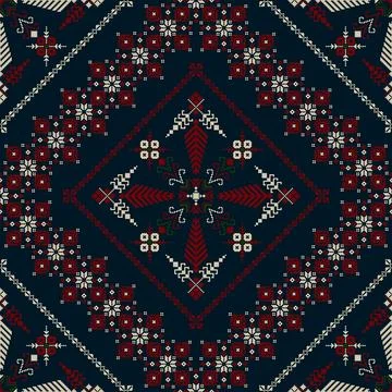 Latvian embroidery vector seamless pattern Stock Illustration