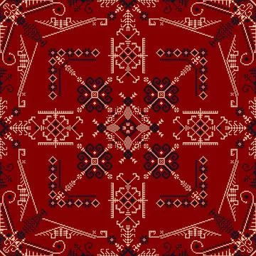 Latvian embroidery vector seamless pattern 스톡 일러스트