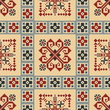 Latvian embroidery vector seamless pattern Illustrazione stock