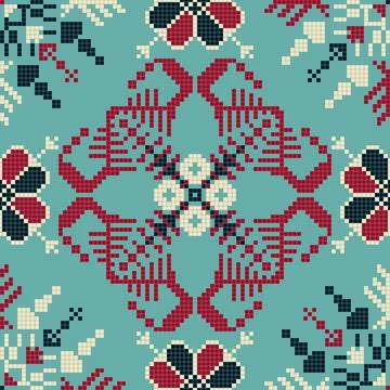 Latvian embroidery vector seamless pattern 스톡 일러스트