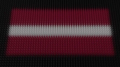 Latvian Flag Light Shining on Scrolling Bullets Stock Footage 295248308