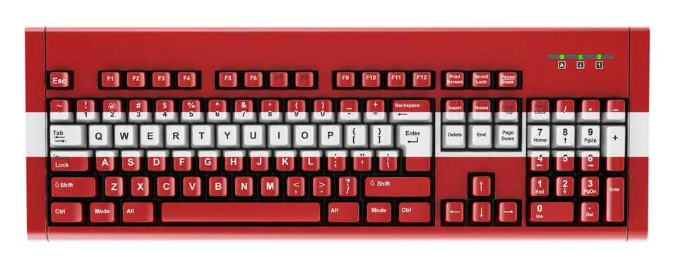 Latvian flag painted on computer keyboard. 3D rendering Illustrazione stock