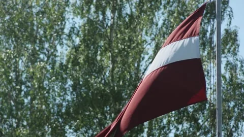 The Latvian flag waving in the wind Stock Footage 154938754