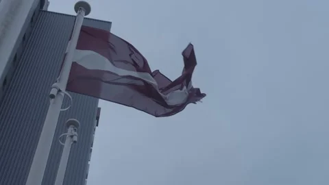 Latvian Flag Waving in the Wind Stockbeeldmateriaal 221854114