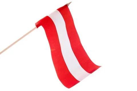 The Latvian flag on a white background is developing and flying in the wind Stock Photos