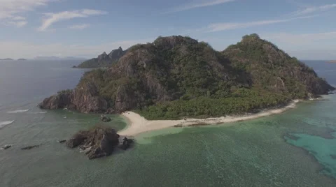 Lau Group islands Fiji Aerial shot with Drone Beautifull Tropical island Reef Stock Footage