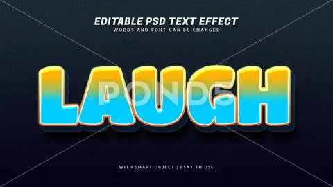 Laugh 3d text effect editable PSD Template