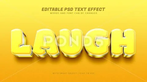 Laugh 3d yellow text effect editable PSD Template