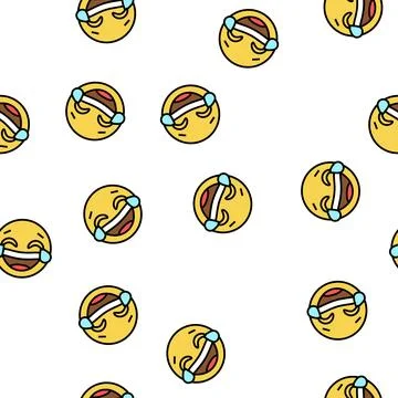 Laugh emoji vector seamless pattern Stock Illustration