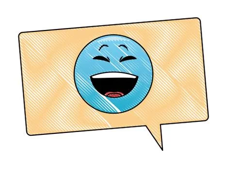 Laugh emoticon in bubble scribble Stock Illustration