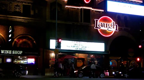 Laugh Factory Across Sunset Boulevard Traffic- West Hollywood CA Stock Footage