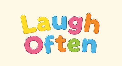 Laugh often text in colorful bubble letters, promoting joy and fun Stock Illustration