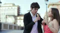 laughing - bad joke with ice cream cone HD Footage