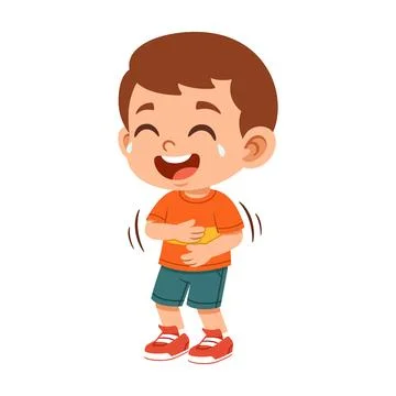 Laughing Boy with Tears of Joy Flat Cartoon Character Stock Illustration
