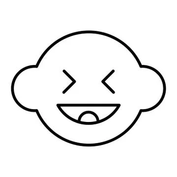 Laughing boy thin line icon. Baby face vector illustration isolated on white Stock Illustration