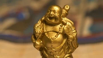 The Laughing Buddha Statue Figue Closeup... | Stock Video | Pond5