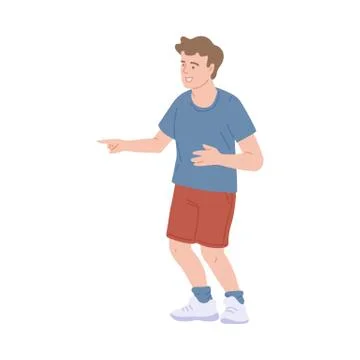 Laughing child boy with bad behavior flat vector illustration isolated. Stock Illustration