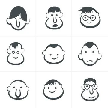 Laughing children's faces. Set. Vector illustration. Illustrazione stock