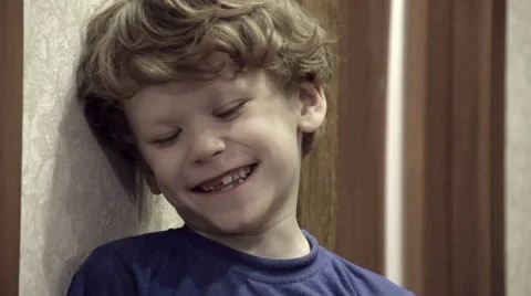 Laughing Curly Boy HD Stock Footage 56846085