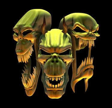 Laughing Demon Skulls Stock Illustration