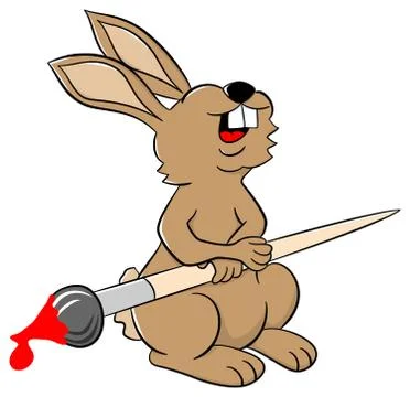 Laughing easter bunny with brush Stock Illustration