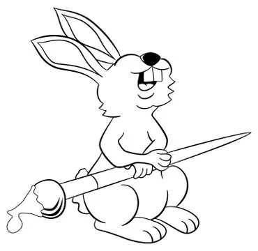 Laughing easter bunny with brush Stock Illustration