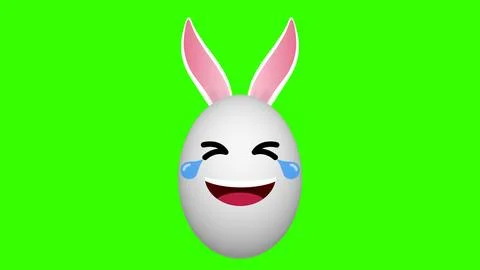 Laughing easter bunny with pin ears on green screen animation for happy eas.. Stock Illustration